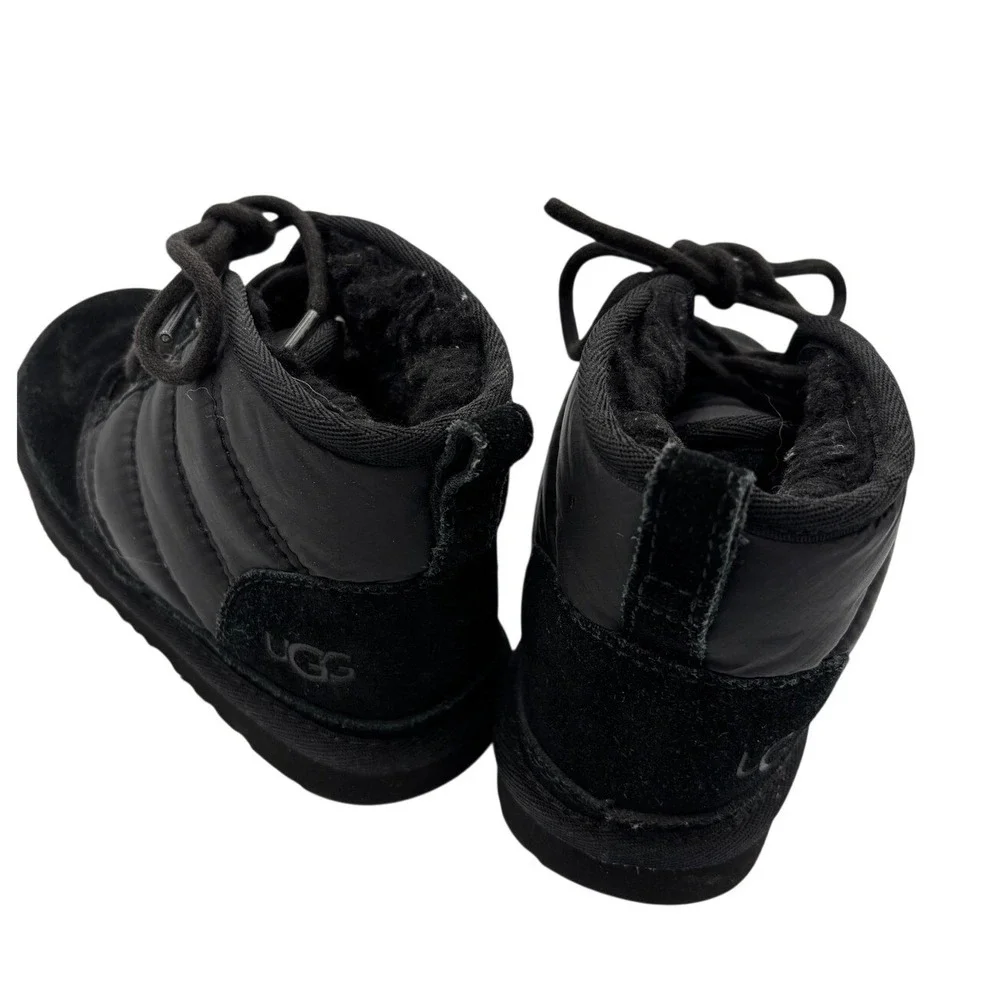 Kids UGG Black Puffer Suede Lace‎ Up Winter Boots Size 2 Toddler